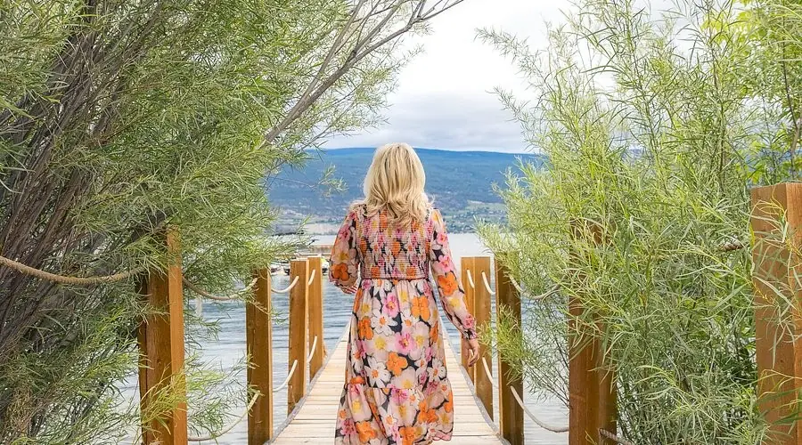 Walking the dock toward Okanagan Lake in Summerland
