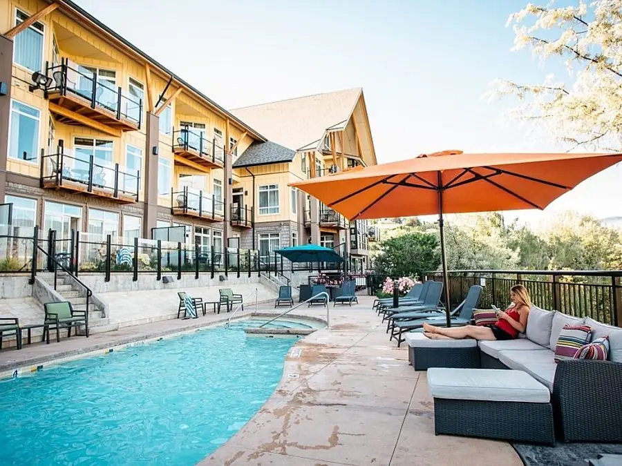 Reading by the outdoor pool