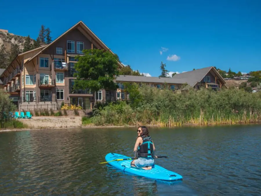 Paddleboarding on Okanagan Lake in front of the resort